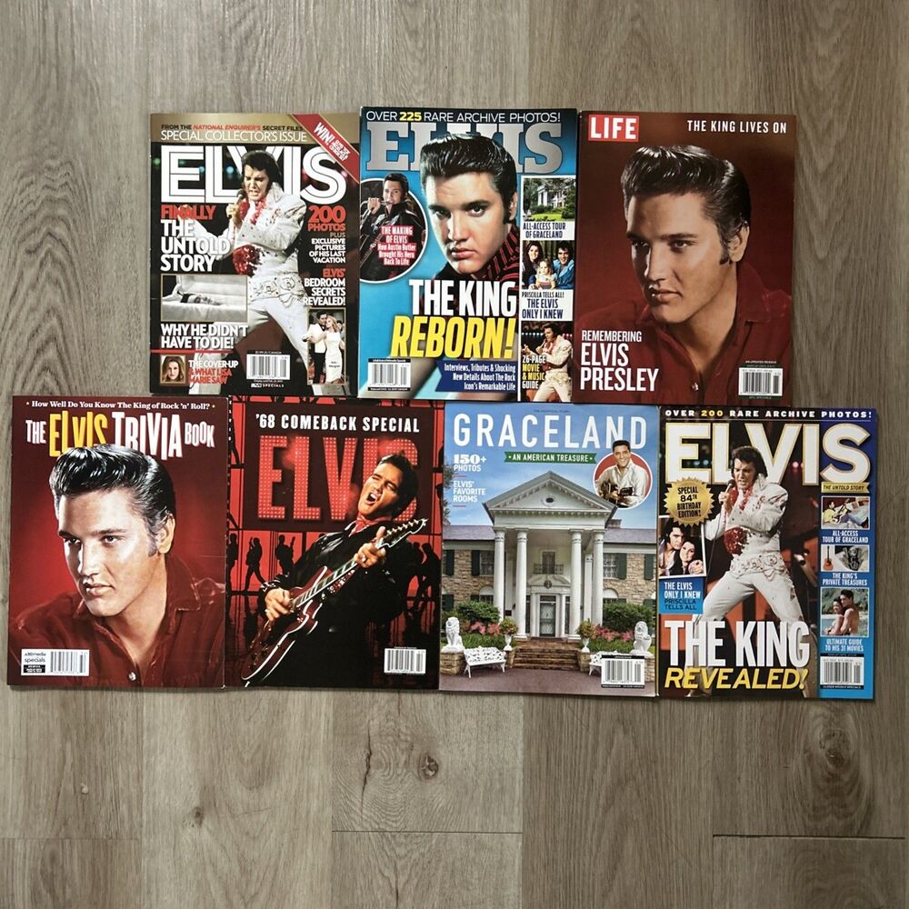 Elvis Presley Magazine Lot of 7 Life Graceland Trivia Book The King Revealed